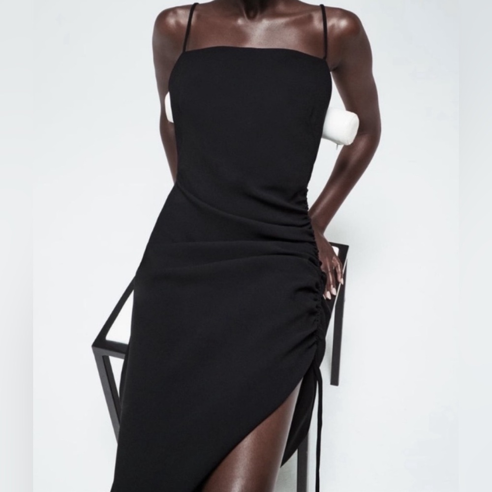 Zara strappy ruched maxi dress